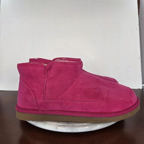 Old Navy Slippers Womens Size 8 Pink Faux Suede Sherpa Lined Indoor Outdoor - Picture 5 of 12